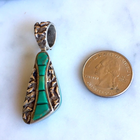 Vintage Zuni Turquoise Reversible Pendant Dishta - Picture 12 of 12